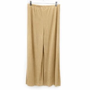 Chaus New York Gold Pleated Wide Leg Pants Size L Elastic Waist